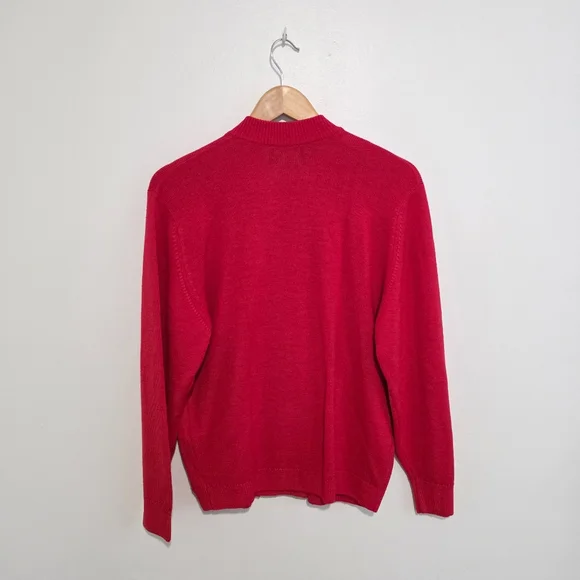 Vintage Straven Bright Red Ribbed Wool Cardigan with Gold Buttona - Picture 9 of 9